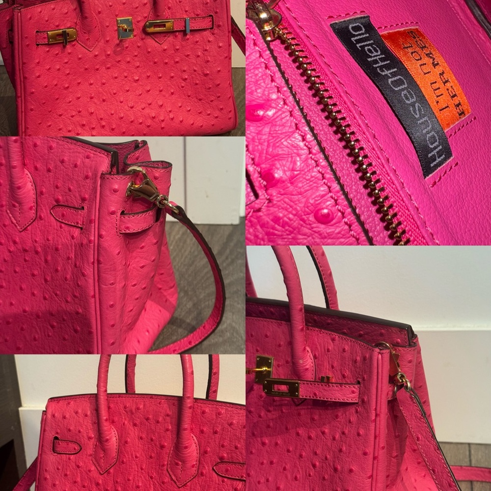 Pink Ostrich Crossbody Bag